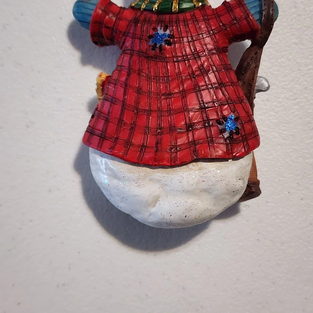 Snowman Golf Christmas Ornament Plaid Coat Holiday Decor Cute Cottagecore‎